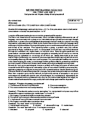 Đề thi thử Đại học môn Tiếng Anh (Khối D) - Năm học 2012-2013 - Mã đề 423